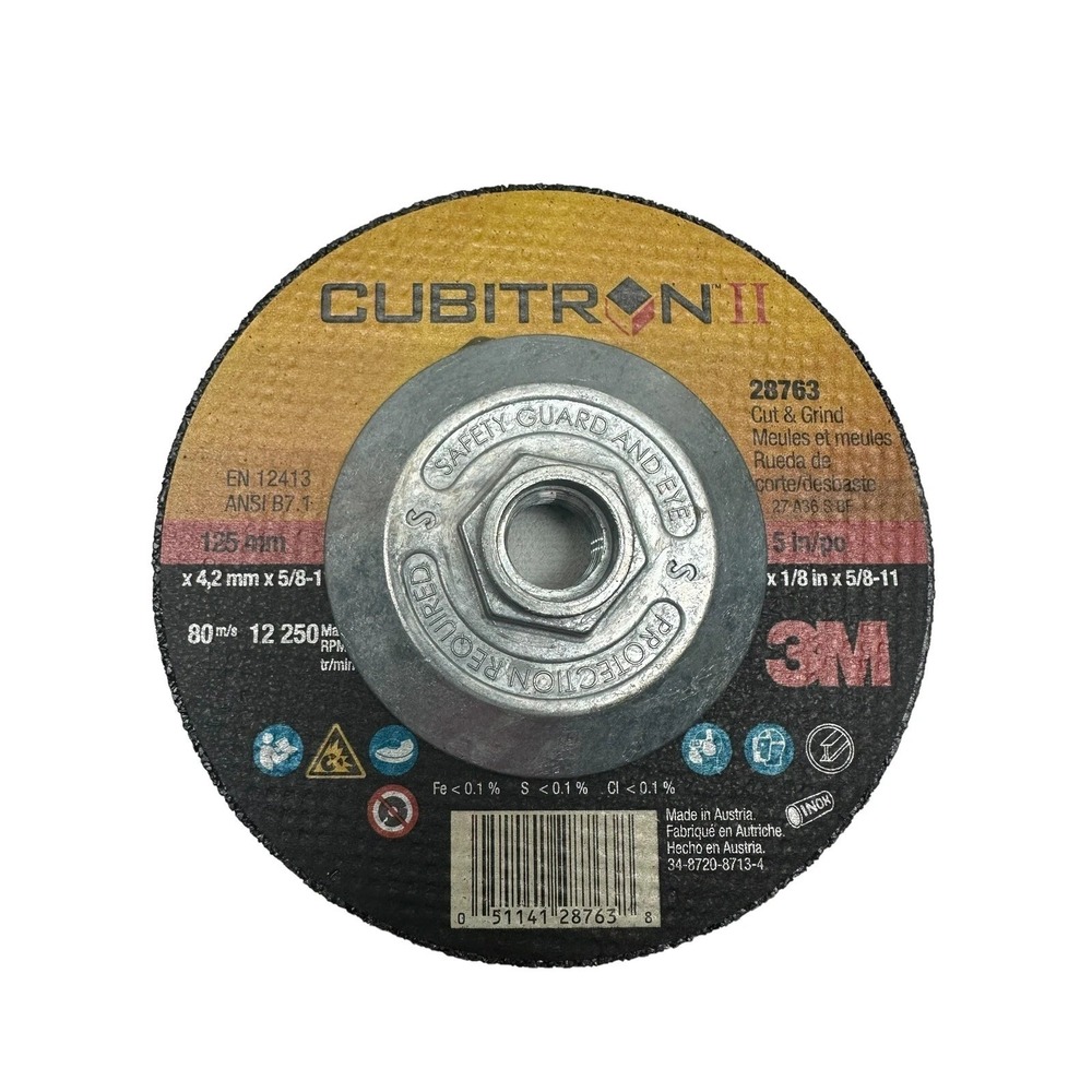 3M Cubitron II Aluminum Oxide 5 x 1/8 x 5/8-11 Wheel 36 Grit Box of 10 #28763